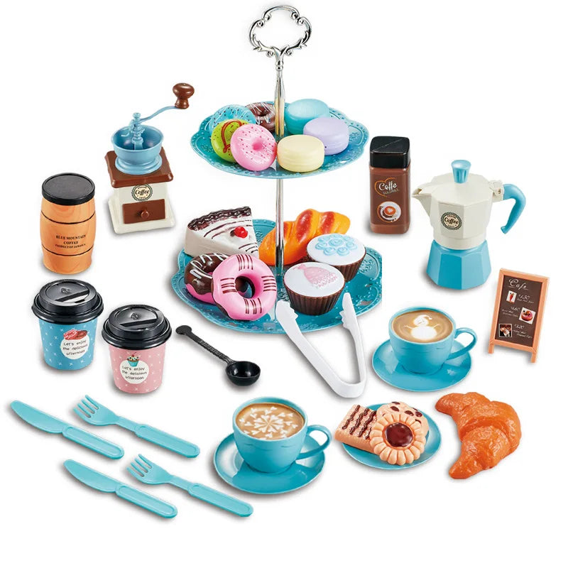 Simulation Coffee Machine Kids Toy Pretend Ice Cream Machine Kitchen Play House Game DIY Dessert Kitchen Set Toy Pretend to Play