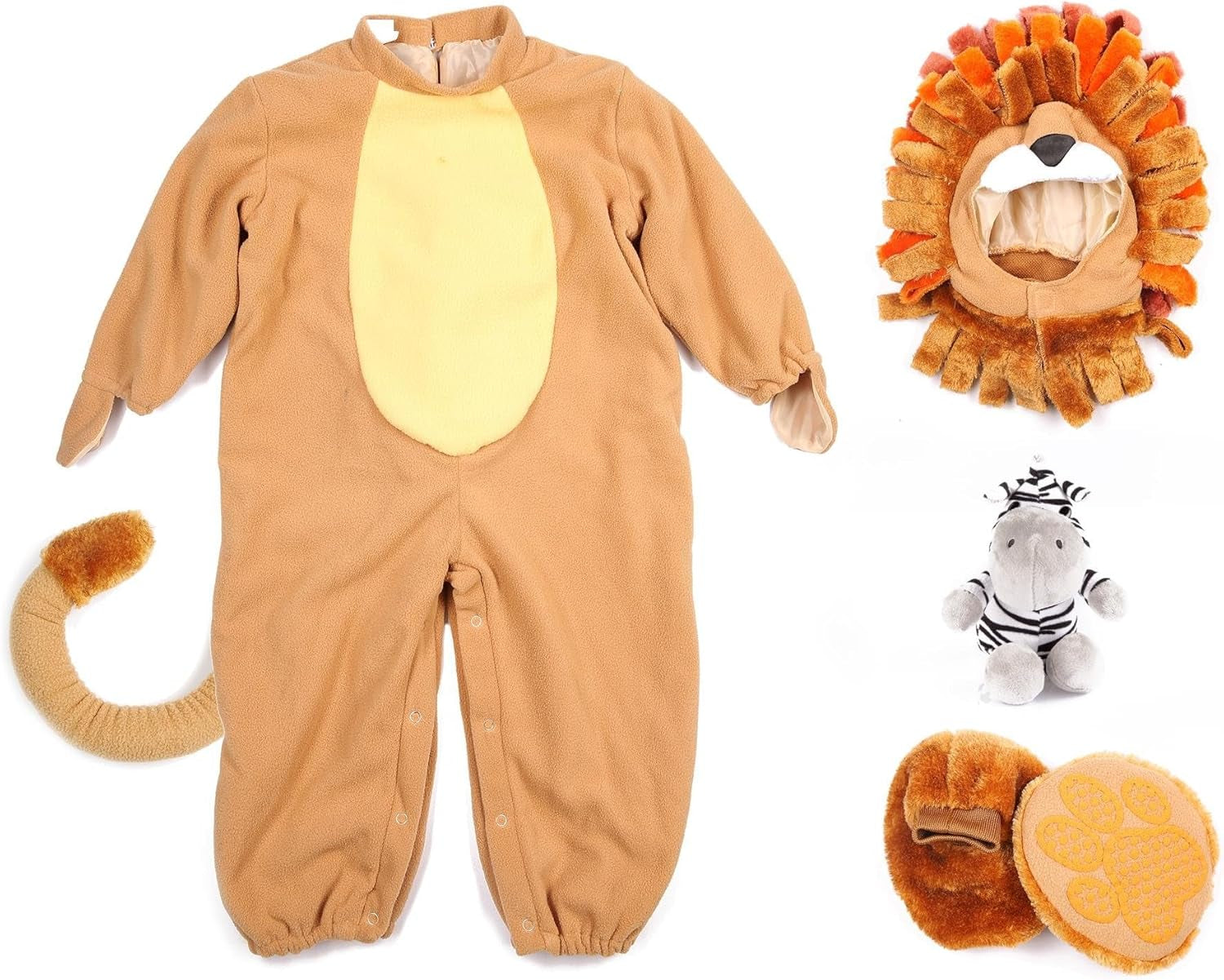Halloween Baby Lion Costume Toddler Set with Toy Zebra for Kids Deluxe Realistic Halloween Dress Up