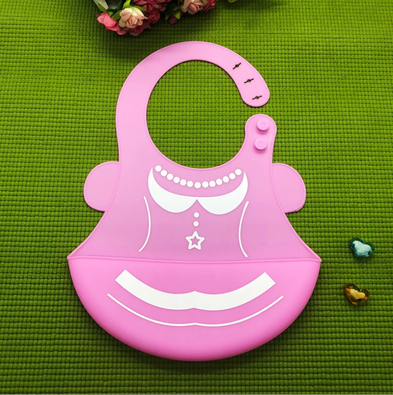 Baby food grade silicone food meal pockets Children's dinner pockets Waterproof disposable cartoon bibs Adjustable bibs