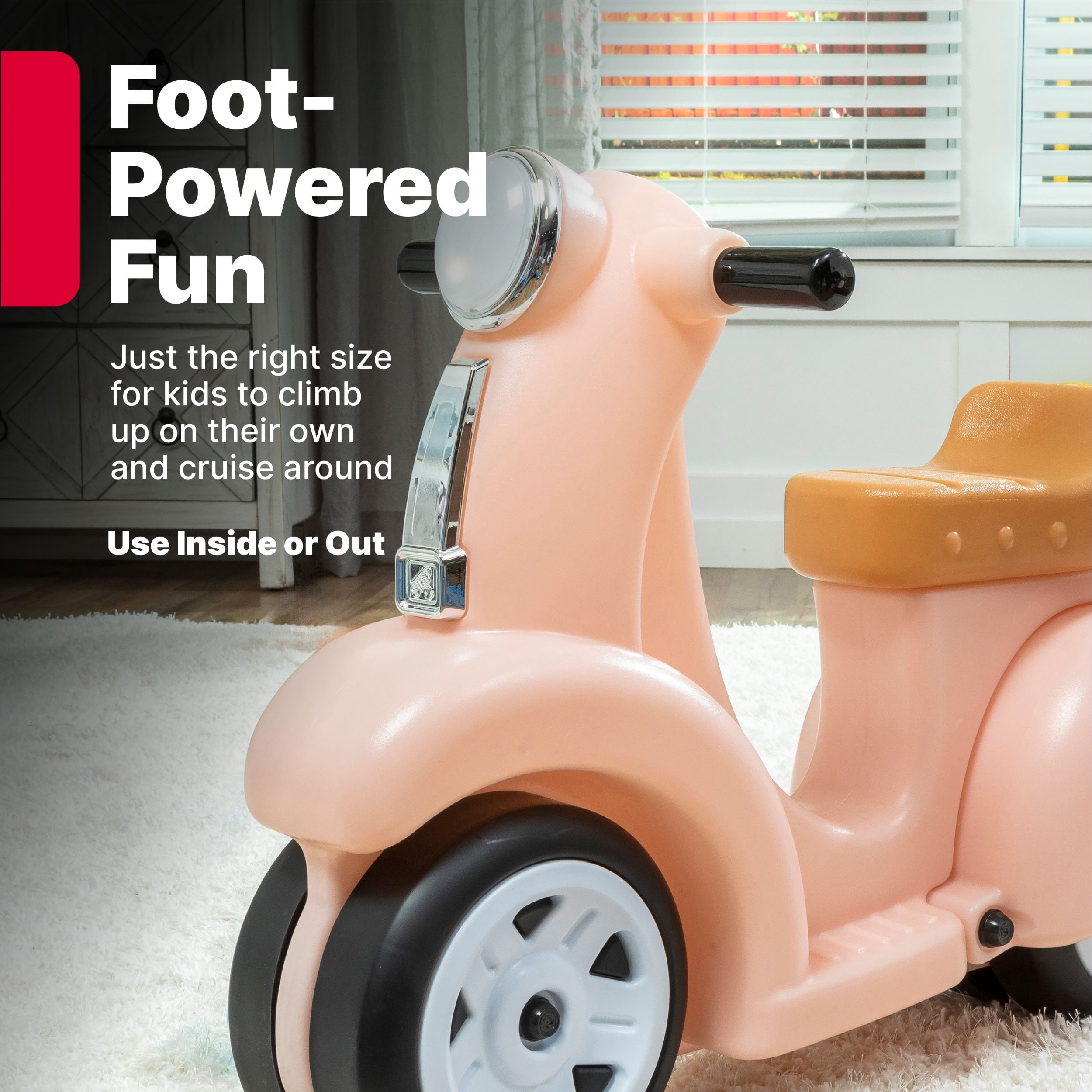 Ride along Pink Scooter Foot to Floor Ride on Toy for Toddlers