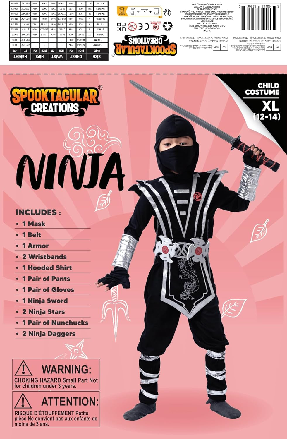 Halloween Ninja Costume for Kids, Boys Ninja Costume, Toddler Ninja Accessories Set for Dressup Party