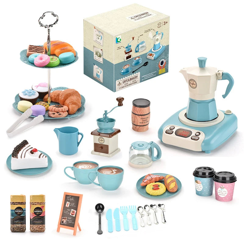Simulation Coffee Machine Kids Toy Pretend Ice Cream Machine Kitchen Play House Game DIY Dessert Kitchen Set Toy Pretend to Play