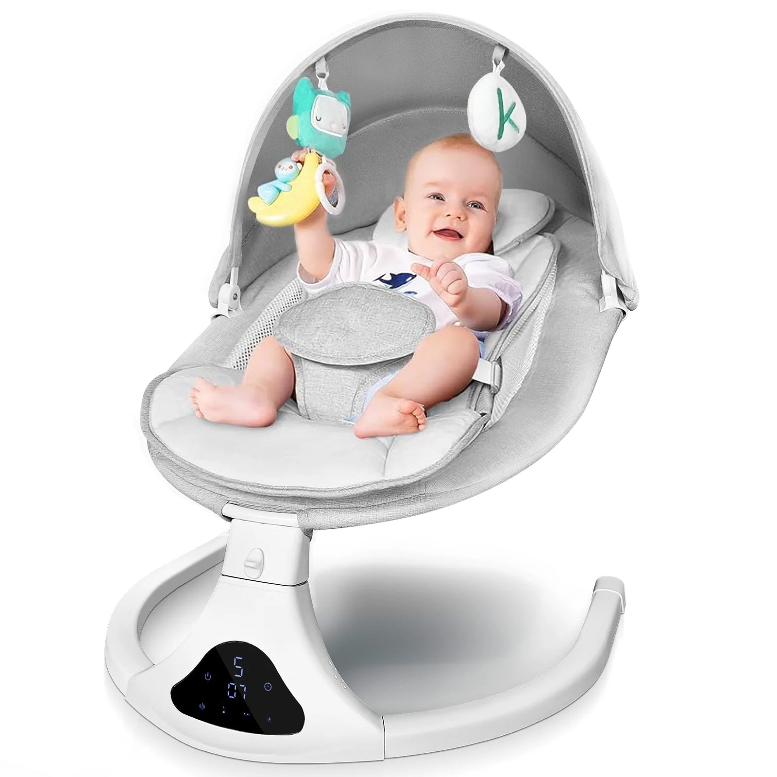 Baby Swing, Baby Swings for Infants Electirc Baby Rocker Bouncer with Remote Control and Music, Gray