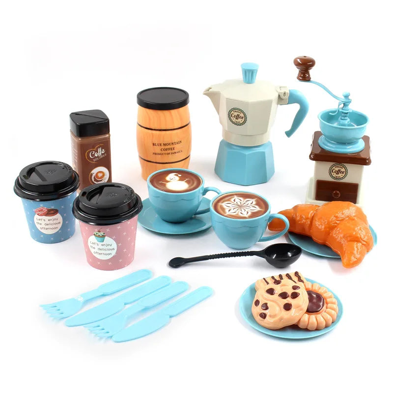 Simulation Coffee Machine Kids Toy Pretend Ice Cream Machine Kitchen Play House Game DIY Dessert Kitchen Set Toy Pretend to Play