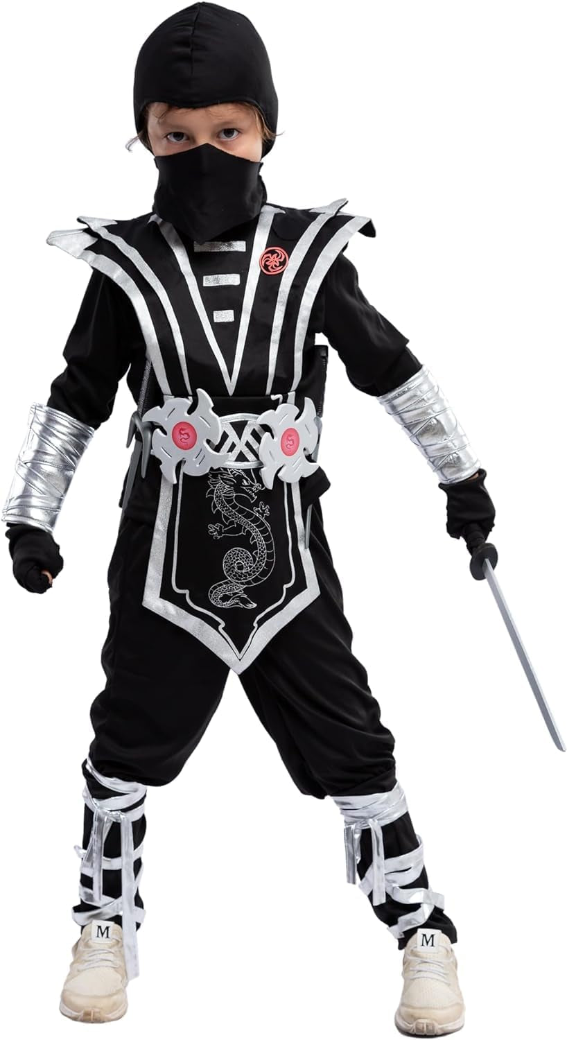 Halloween Ninja Costume for Kids, Boys Ninja Costume, Toddler Ninja Accessories Set for Dressup Party