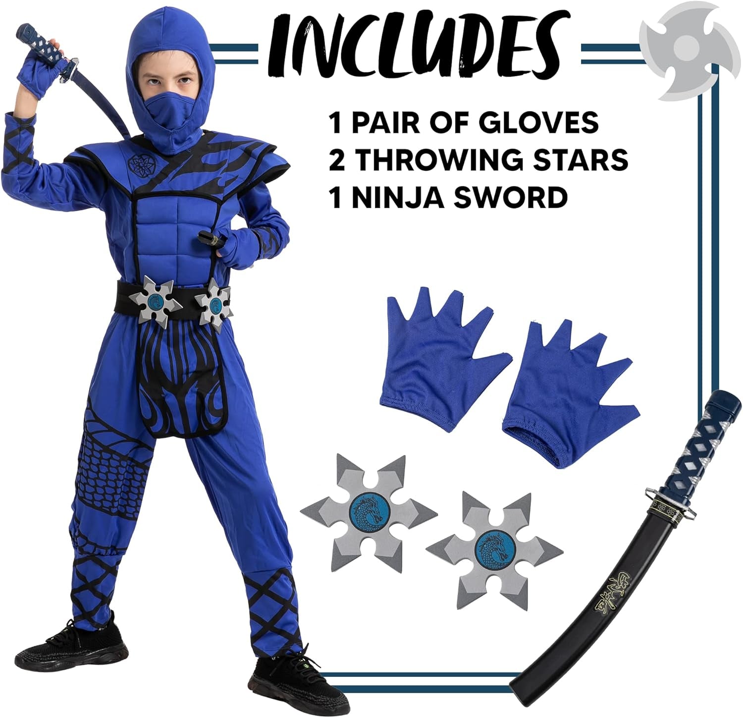 Boys Ninja Costume, Dragon Scales Ninja Costume for Kids Toddler Halloween Costume Themed Parties
