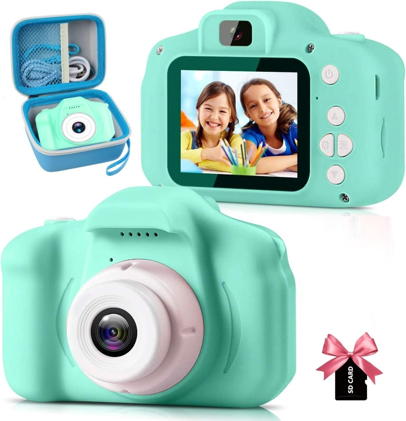Kids Camera with Camera Case for Kids Aged 4-12 Yrs (COLOR-SEA GREEN)