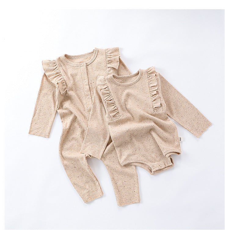 Autumn Hot Selling Baby Unisex Tiny Dots Pattern Long Sleeves Onesies