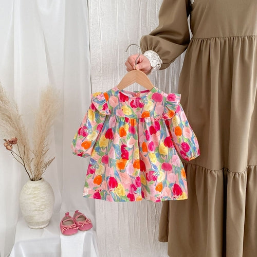 Autumn New Arrival Baby Girls Long Sleeves Vivid Floral Print Colorful