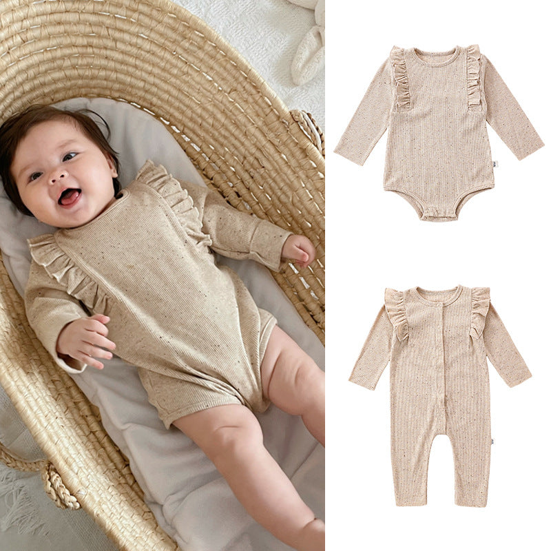 Autumn Hot Selling Baby Unisex Tiny Dots Pattern Long Sleeves Onesies