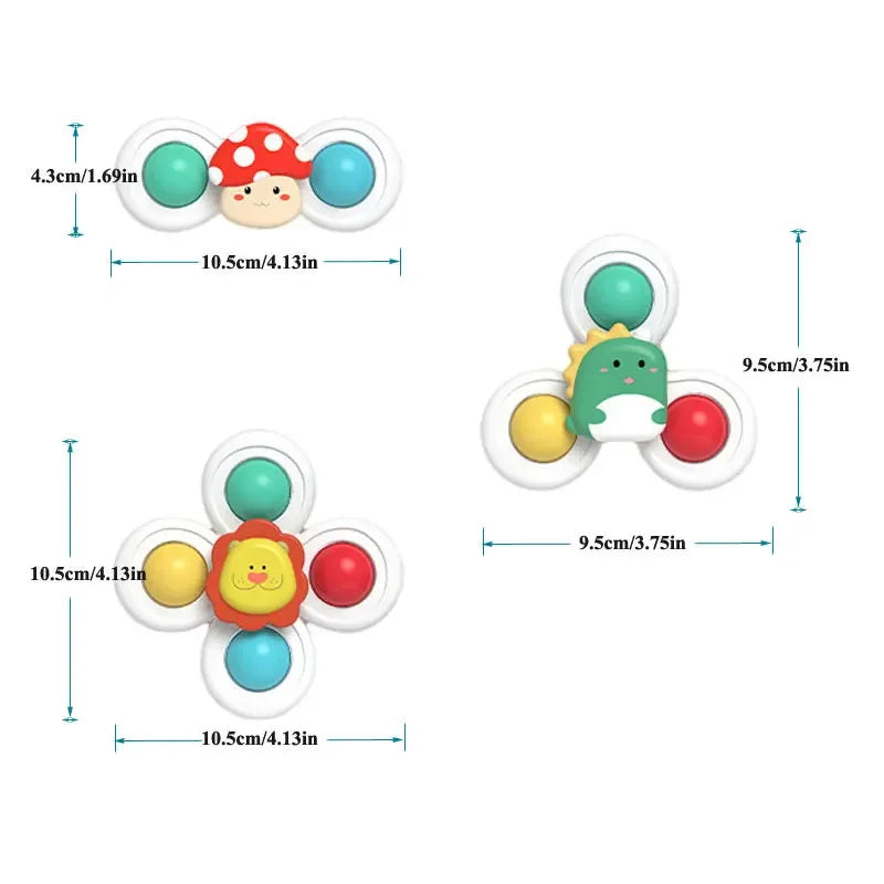 3PCS Suction Cup Spinner Toy Baby Bath Funny Game Educational Toys For Children Girls Boys Infant Sensory Stress Reliever Gift