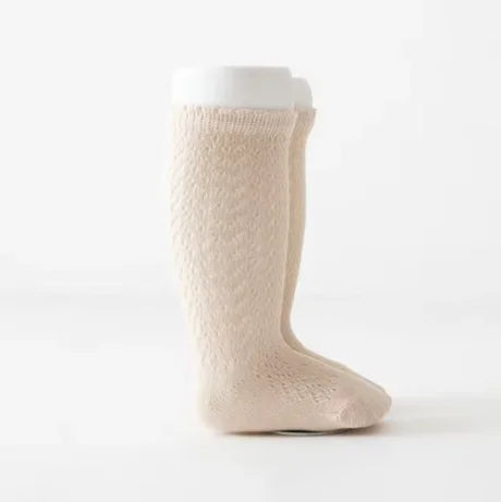 Baby Girls Princess Knitted Mesh Socks Summer Soft Toddler Girls Knee High Socks Cotton Infant Newborn Girls Long Tube Stockings